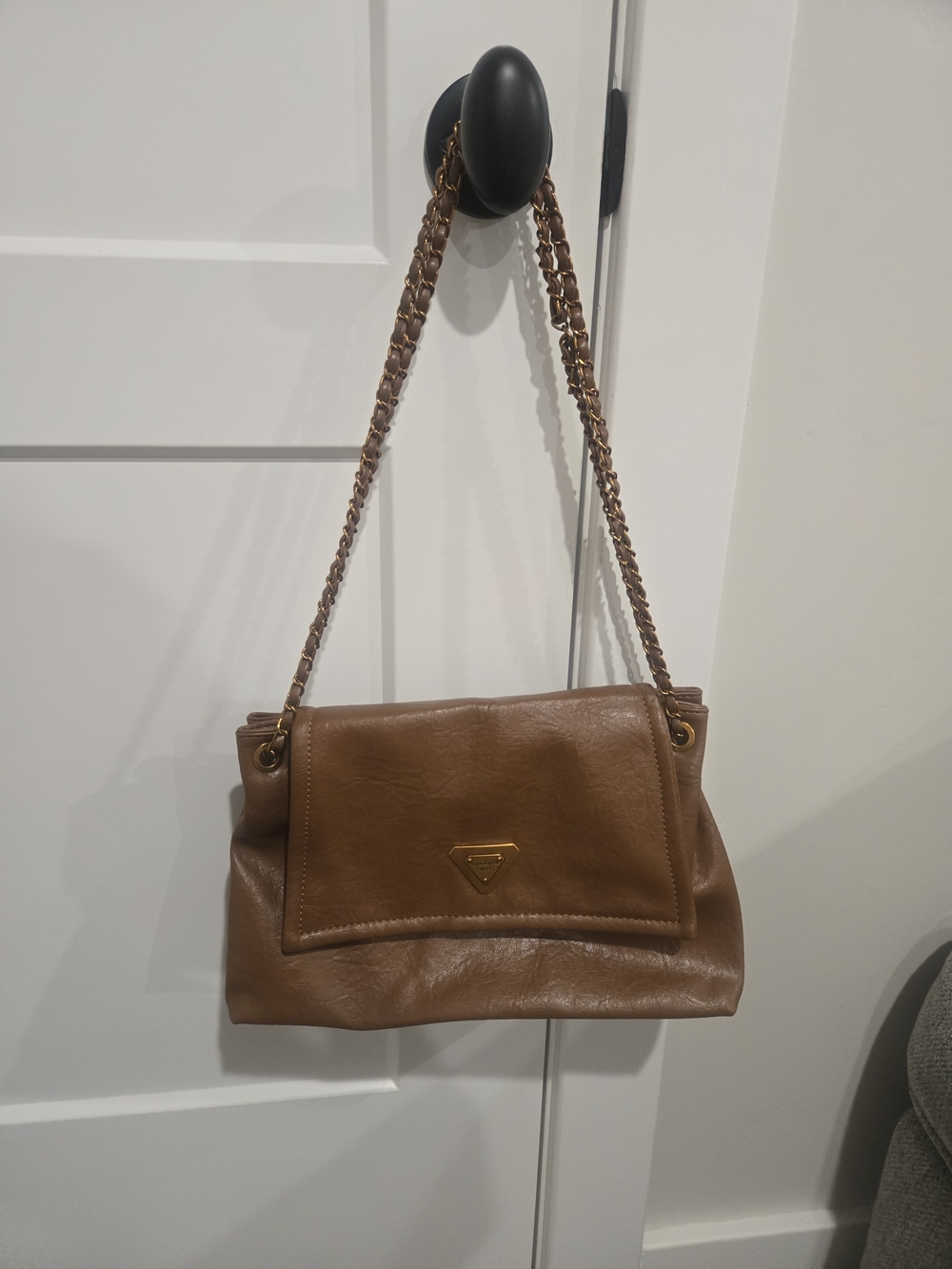 Brown Leather Chain Shoulder Bag